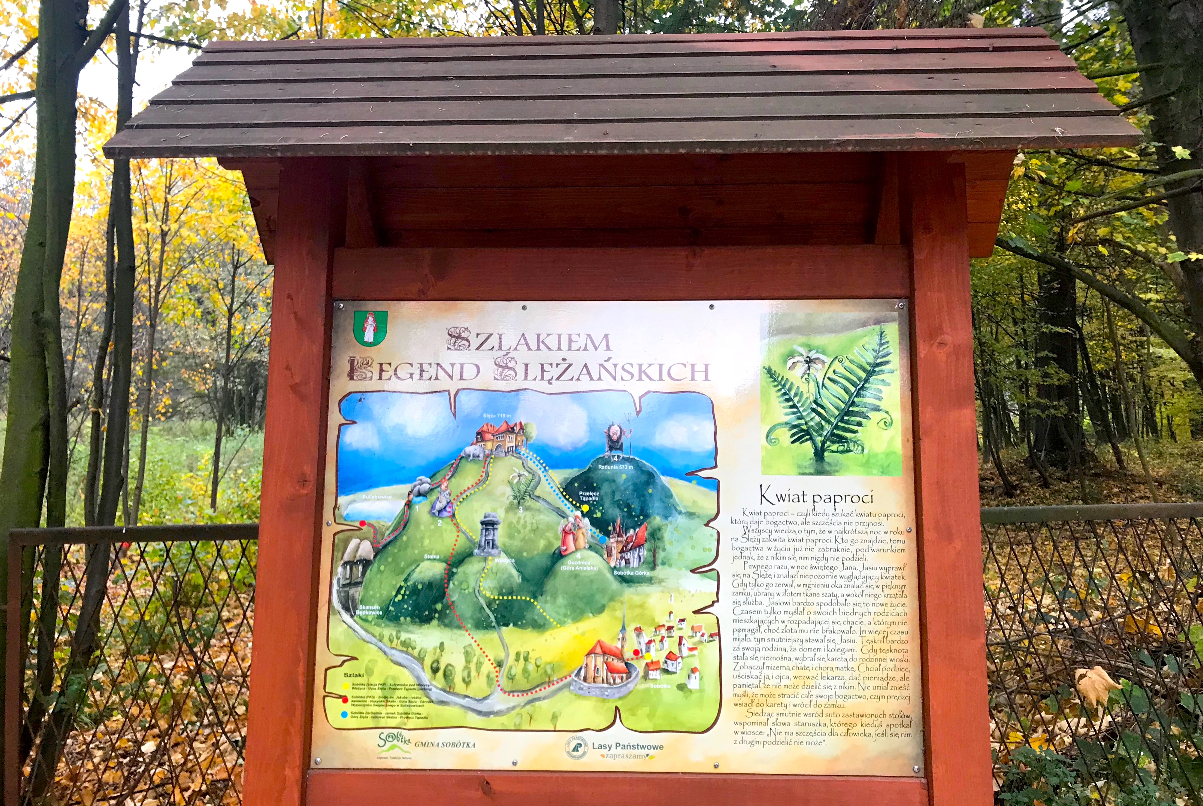 Information board of Mount Ślęża near Wroclaw