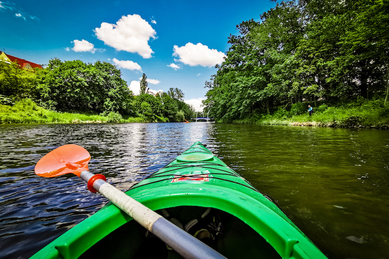 View from Kayak in Odra in Wroclaw
