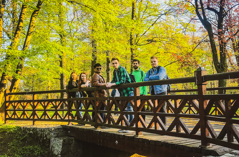 Wooden bridge in Szczytnicki Park in Wroclaw