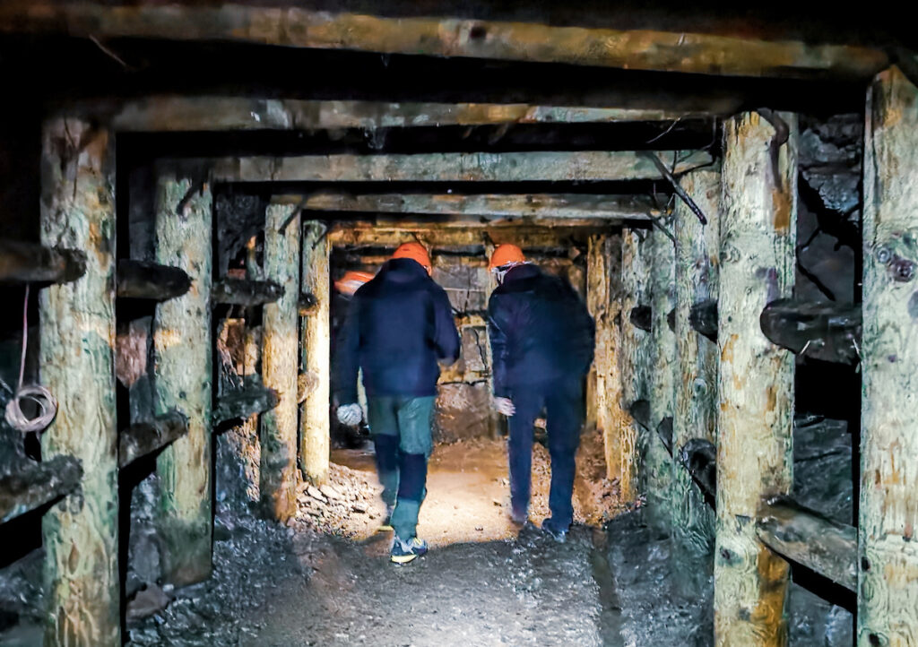 Tourists at Osowka underground city near Wroclaw