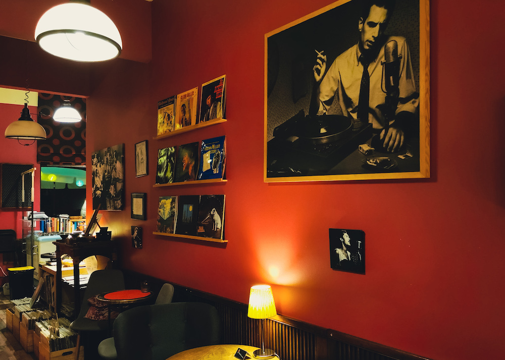 Colourful walls at Vinyl cafe in Wrocław