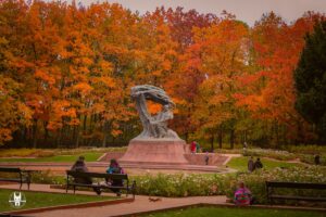 Chopin statue in Lazienki Park in Warsaw
