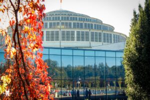 A shot of Centennial Hall in Wroclaw during autumn
