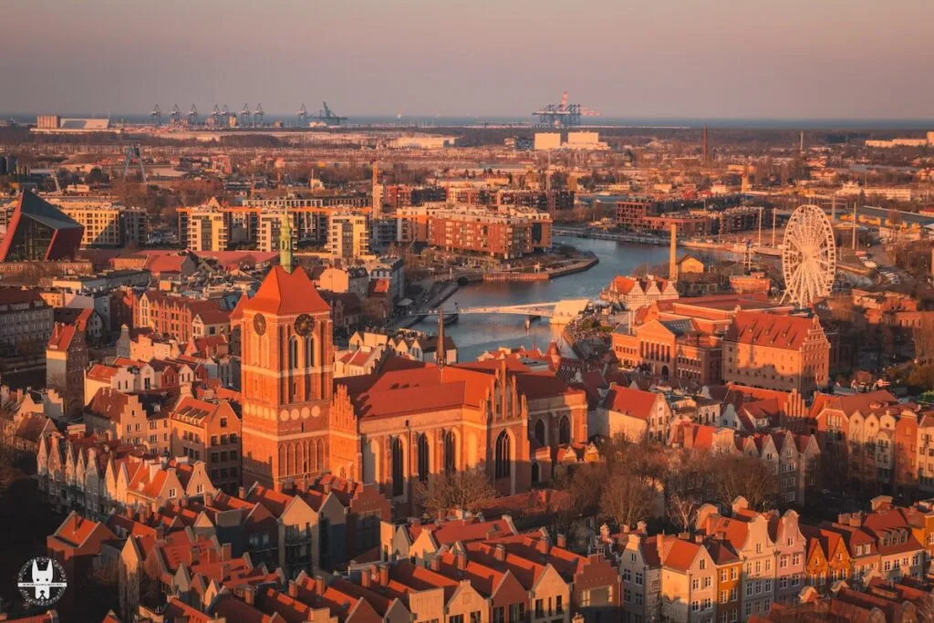 Panoramic view of Gdansk from top of St. Mary's Basilica