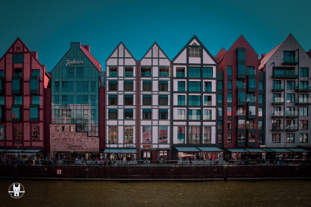 The Motlawa river banks in Gdansk Old Town