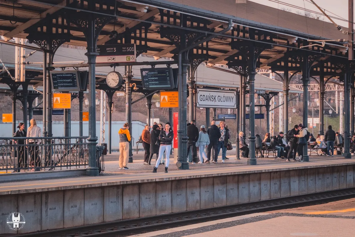 Passengers Waiting at Gdańsk Main Railway Station