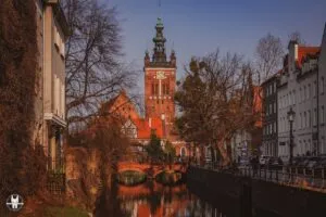 The beautiful canal view of Gdansk Old Town