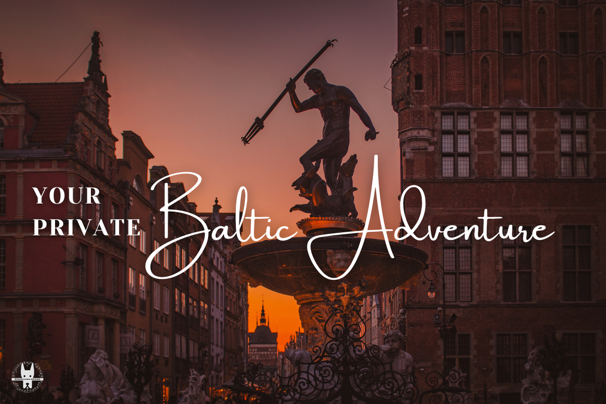 Neptune Fountain in Gdańsk at sunset
