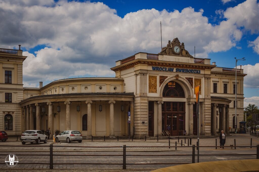 Front view of Dworzec Świebodzki, a former train station in Wrocław