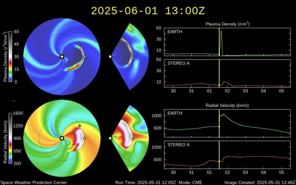 NOAA Real time forecast for June 1 solar storm 2025