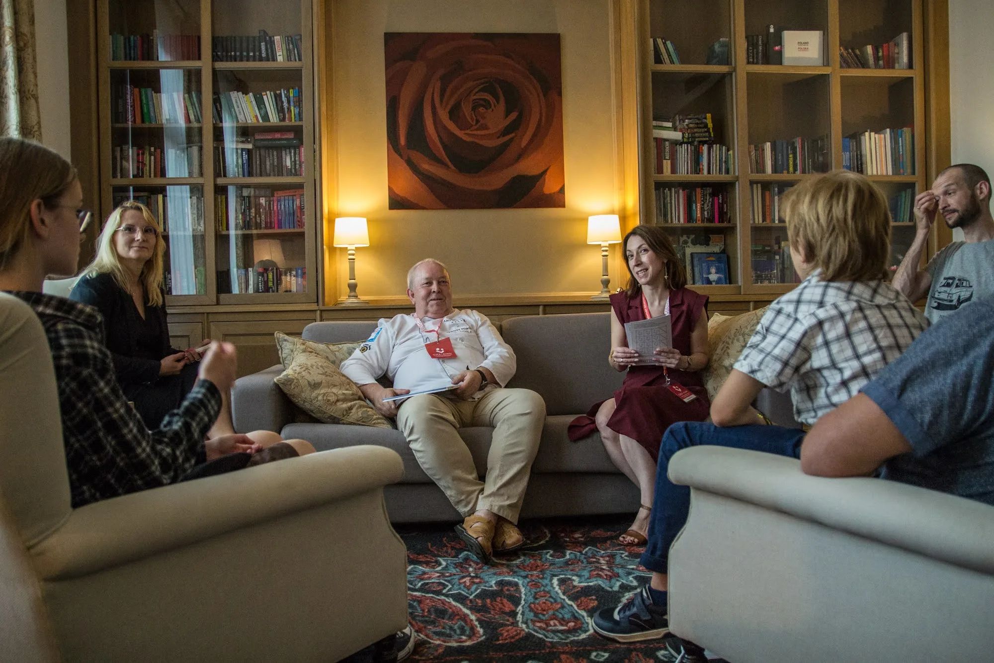 Group meeting inside a historic hotel in Wrocław