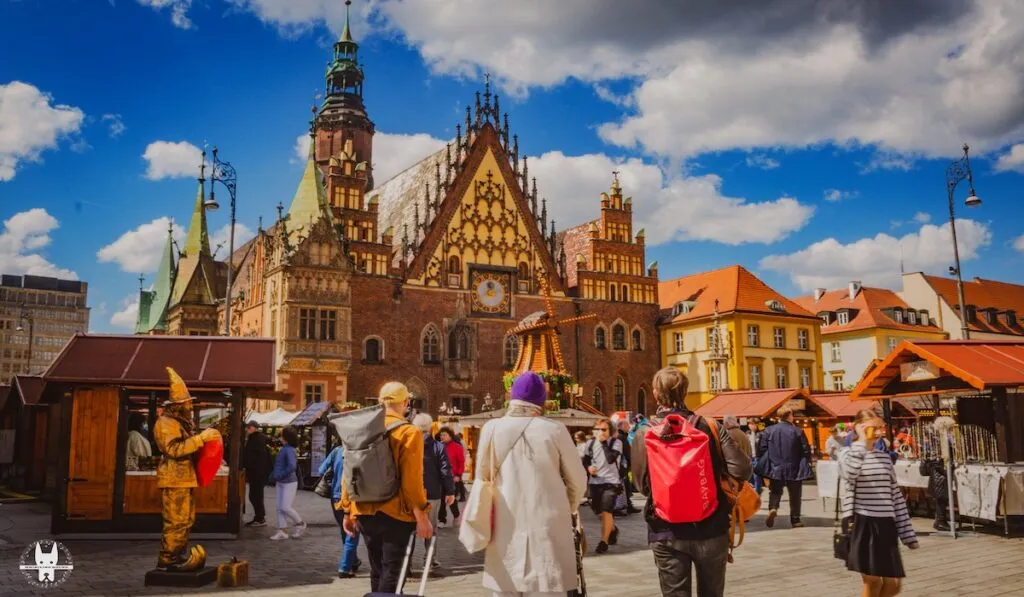 Tourists arriving in Wroclaw during summer market