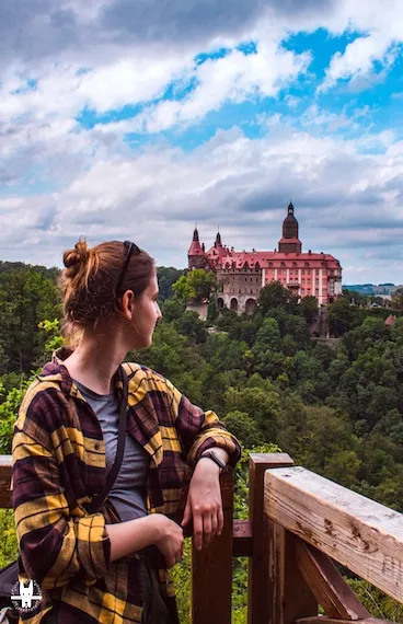 Posing at Ksiaz Castle on day trip from Wrocław