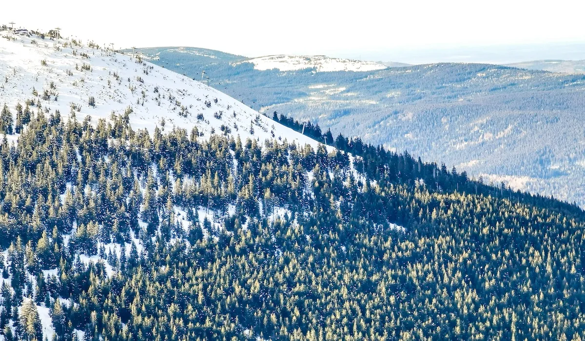 Snowy views of Karkonosze Mountains day trip from Wrocław