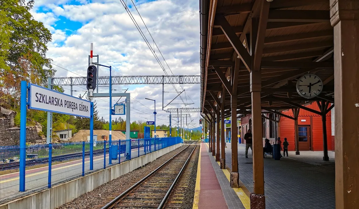 Szklarska Poreba train station during Karkonosze Mountains day trip from Wrocław
