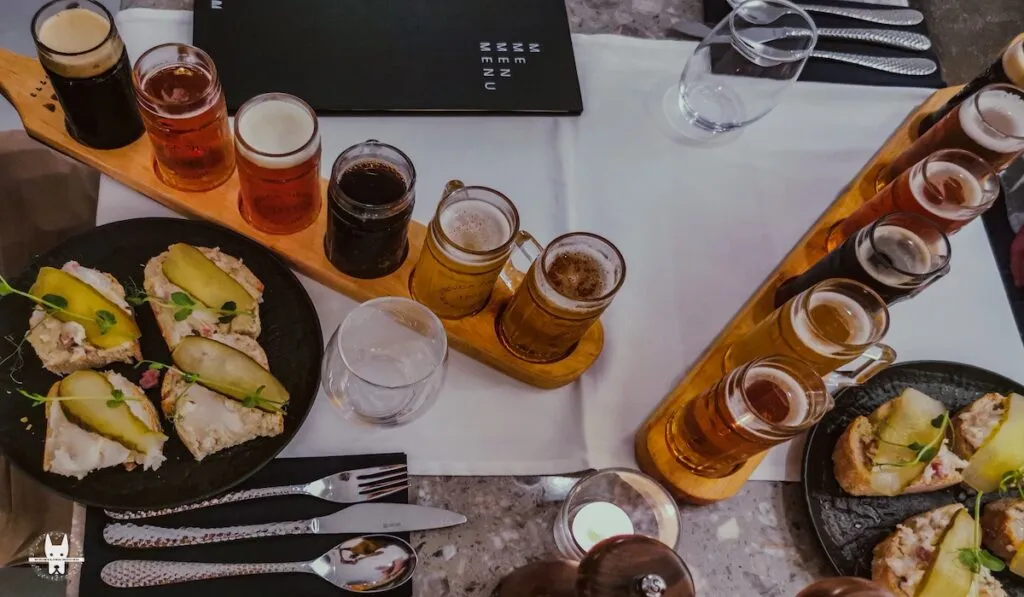 Beer tasting board at Piwnica świdnicka in Wrocław