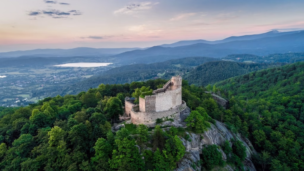 Panoramic view of Chojnik Castle in Lower Silesia